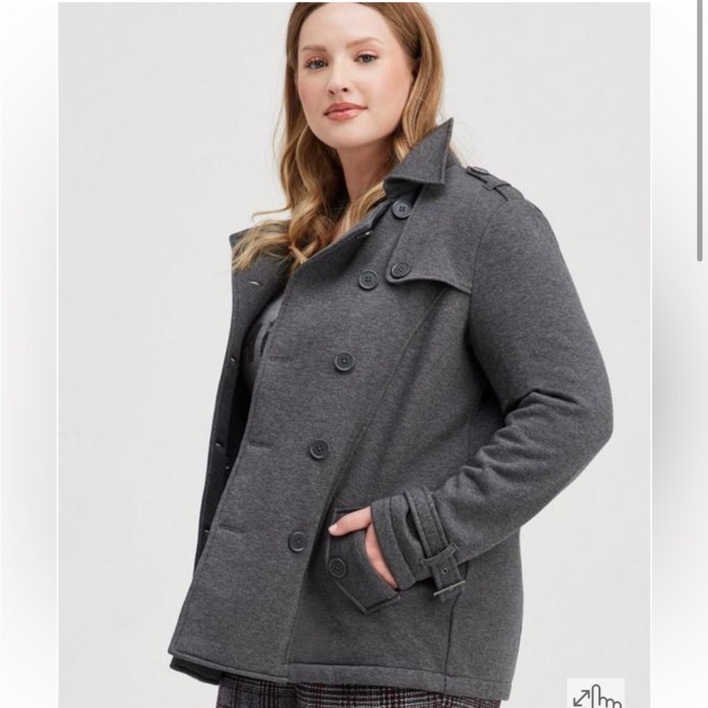 Torrid Women's Charcoal Gray Fleece Peacoat Jacket Coat 2x 18/20 Plus Size